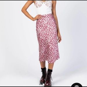Princess Polly Red Heart Midi Skirt